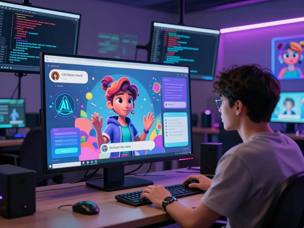 NSFW AI interactive chat experience with vibrant character interface and immersive digital environment.