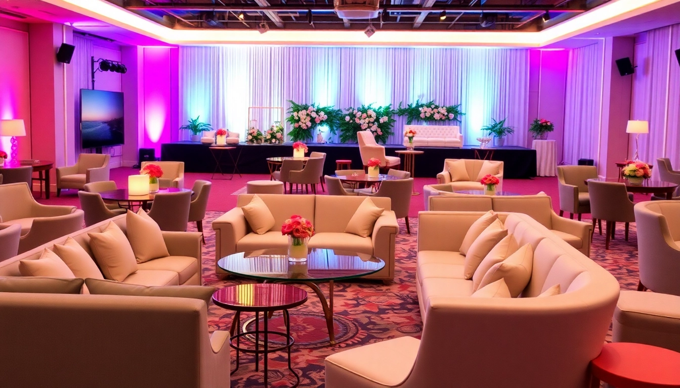 Elegant Event Furniture Rentals displayed in a beautifully arranged venue.