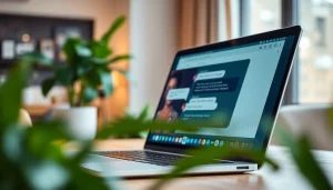 Engage with this chatgpt free alternative on a modern laptop in a bright workspace