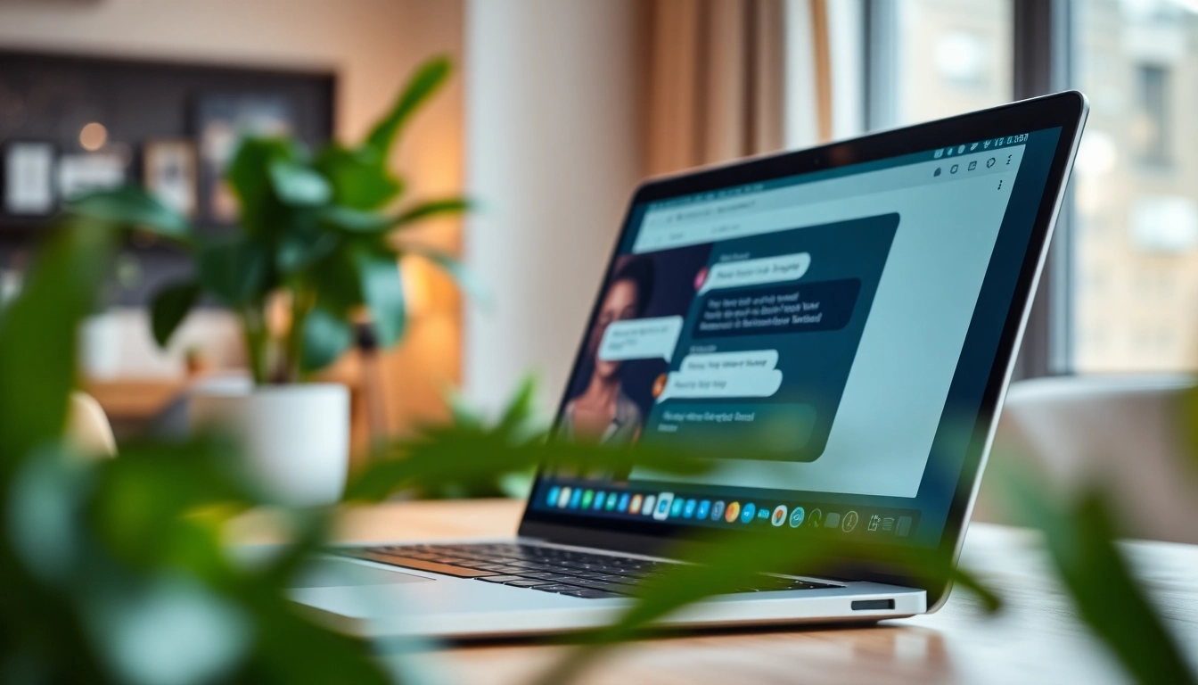 Engage with this chatgpt free alternative on a modern laptop in a bright workspace