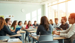 Engaged students learning in a dynamic Education setting with a focus on collaboration.