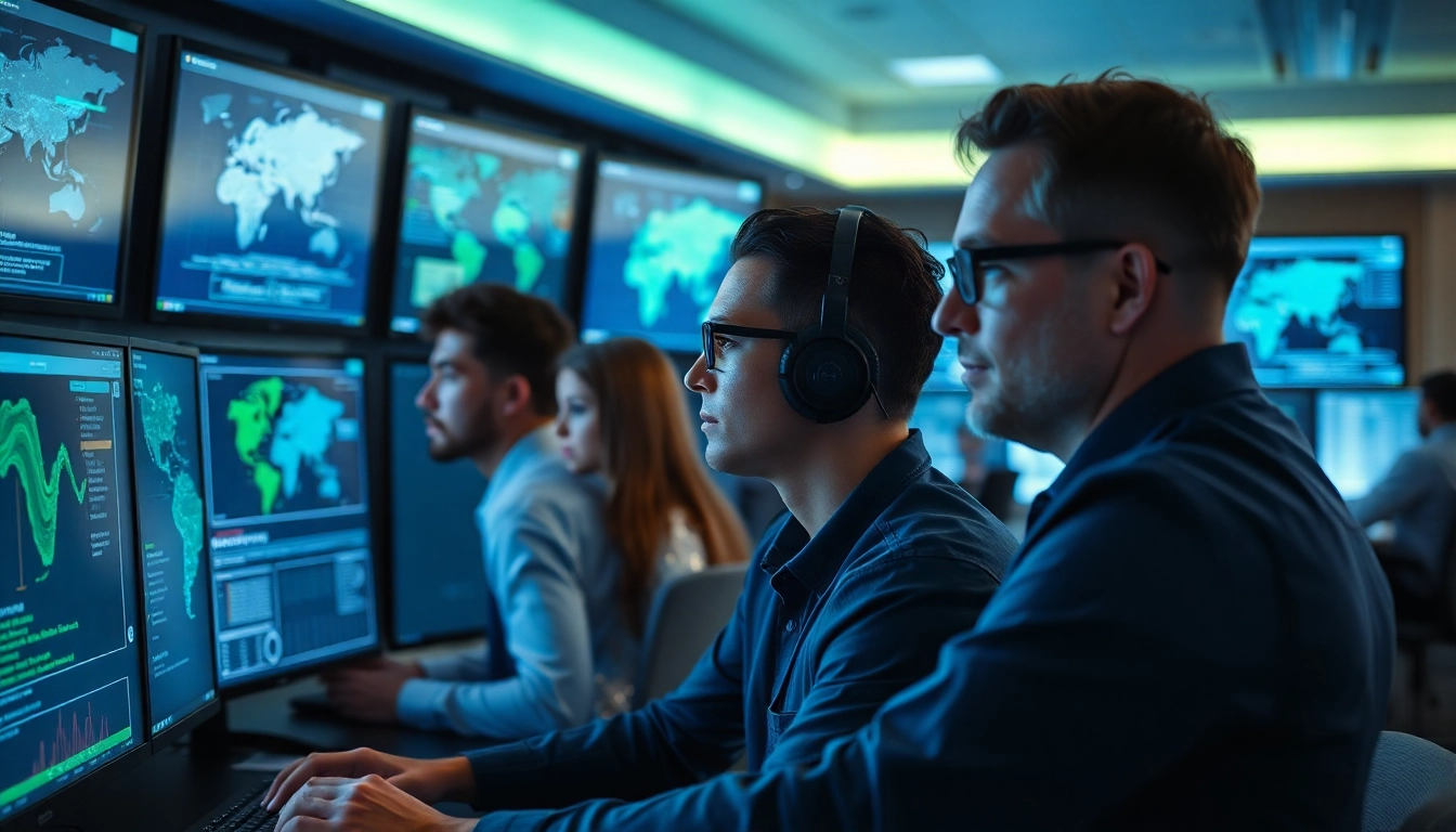 Cybersecurity Services Tampa professionals monitoring threats in a high-tech command center.