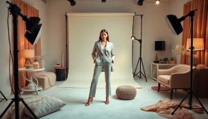 Book fotografico Milano showcasing a professional studio with model