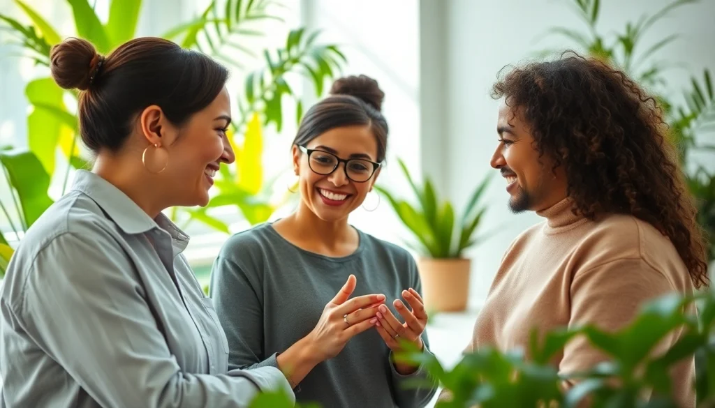 Engaged discussion on Health with a wellness coach and clients in a natural setting.