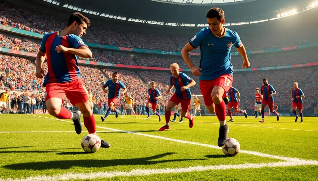 تشاهد مباراة كورة لايف بين فريقين متنافسين على أرض الملعب أثناء أداء رياضي متميز.