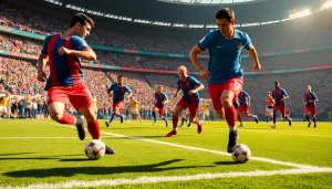 تشاهد مباراة كورة لايف بين فريقين متنافسين على أرض الملعب أثناء أداء رياضي متميز.