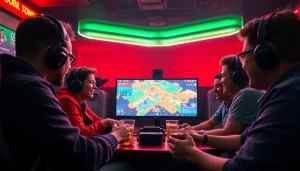 Permainan domino88 live chat game dengan antusiasme pemain di latar belakang.