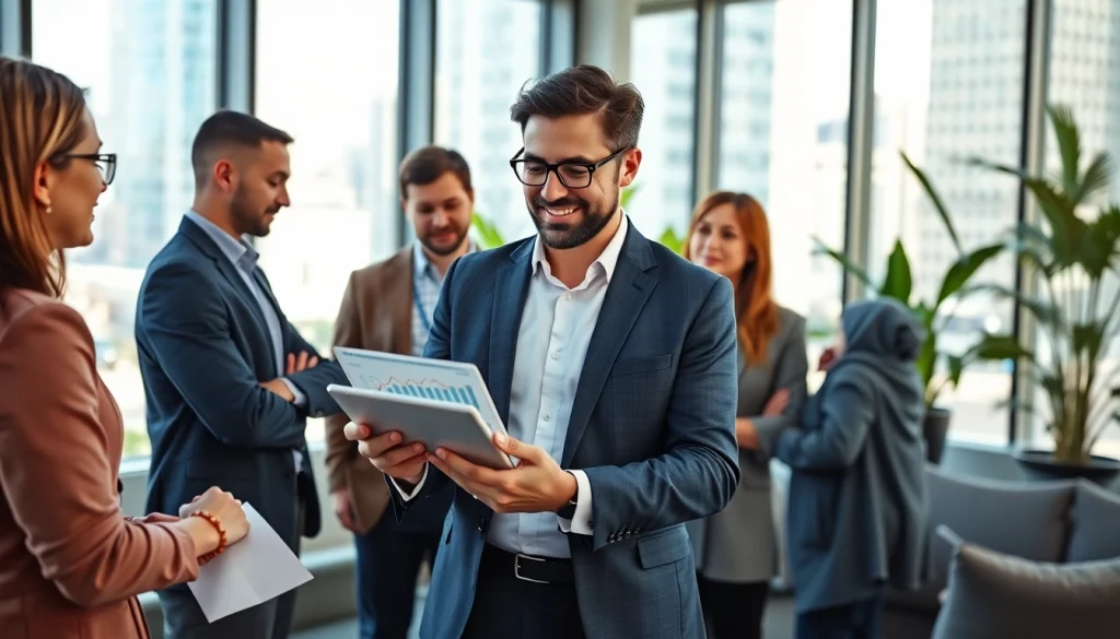 Highlighting Quickplus Business Consultants in a professional office environment promoting collaboration.