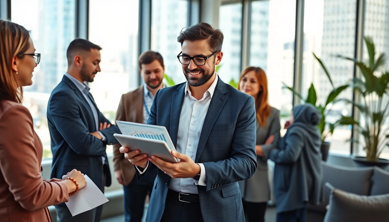 Highlighting Quickplus Business Consultants in a professional office environment promoting collaboration.