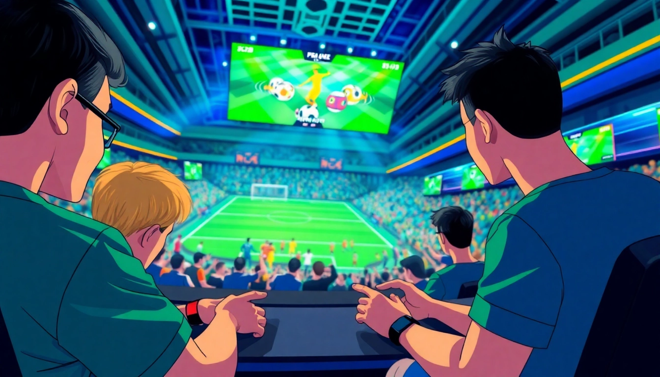 Menampilkan adegan seru dari permainan bandar bola game di lingkungan bermain yang terinspirasi sepak bola.