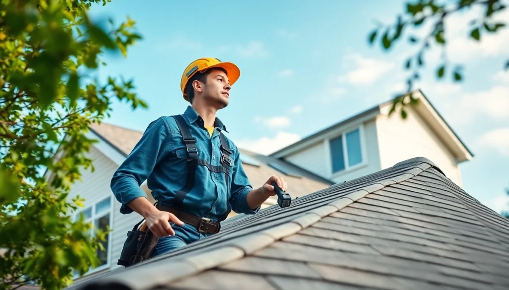 Inspecting high-quality roofing solutions on a residential property with detailed focus.