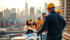 Highlighting a New York Commercial General Contractor managing a bustling construction site in NYC.