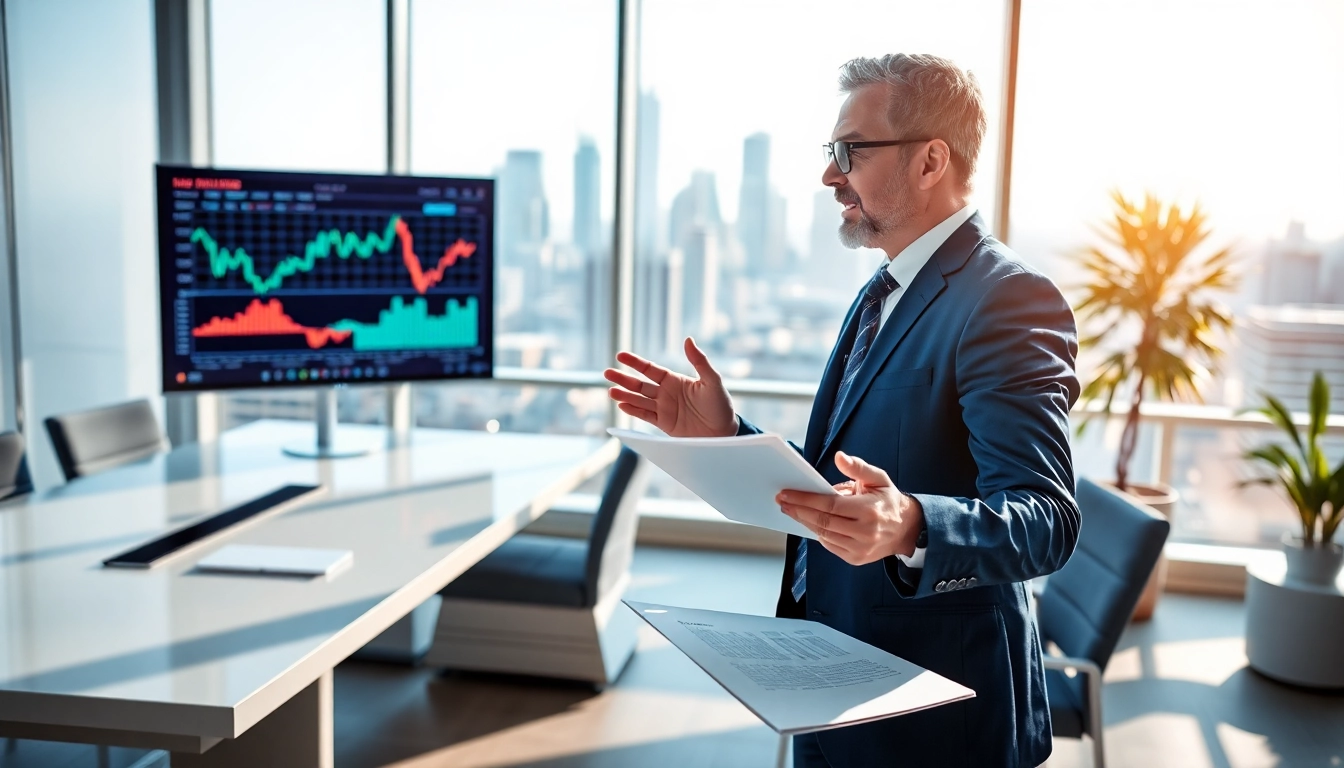 카드 현금화 전략을 설명하는 금융 고문과 현대적인 사무실 배경