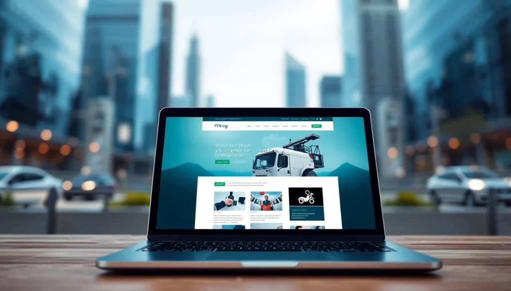 Showcase of 79king's digital identity on a laptop, highlighting innovation and professionalism.