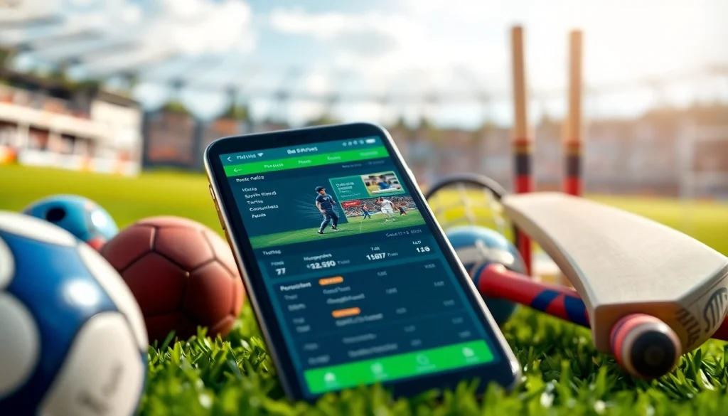View the best sports betting apps India interactive features on a smartphone amid sports gear.