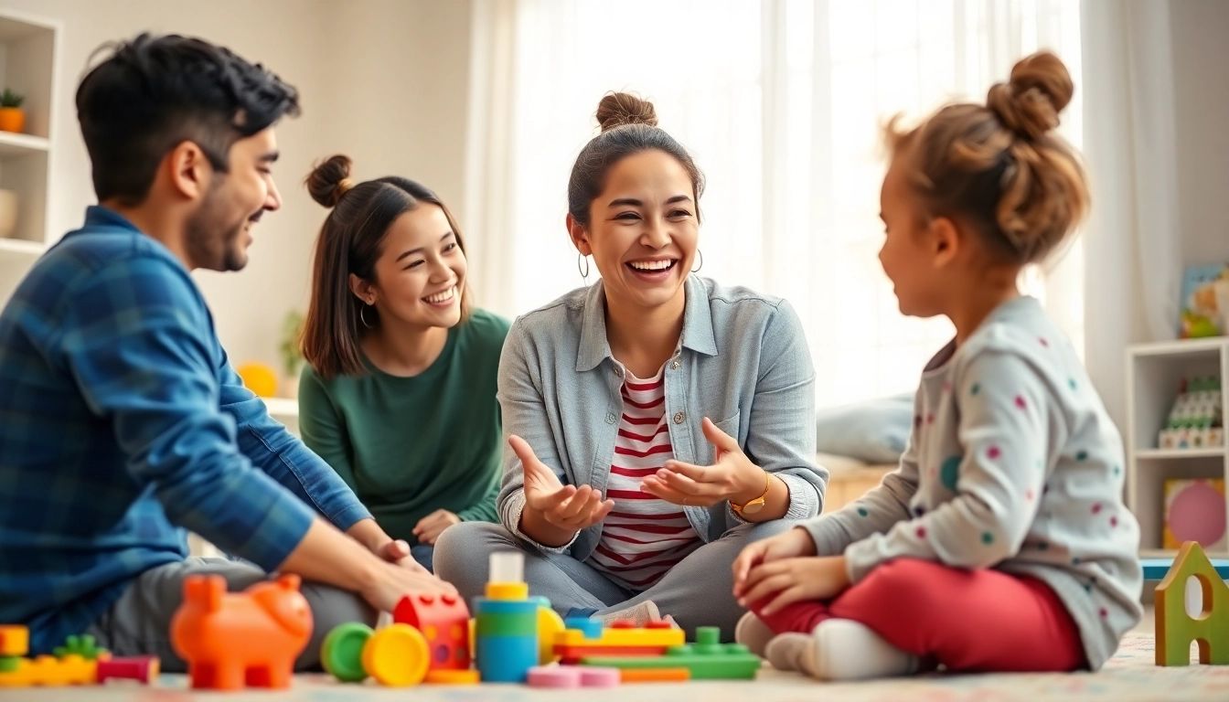 Caregiver assisting children for Live-in Nanny Dubai services in a bright home.