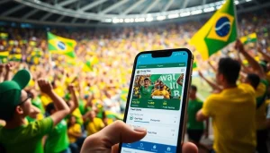 Engaging fans in a vibrant sports betting Brazil scene, showcasing excitement and technology.