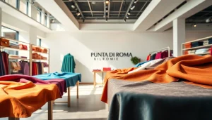 Punta di Roma stoffen uitgevoerd in rijke kleuren en elegante stoffenpresentatie.