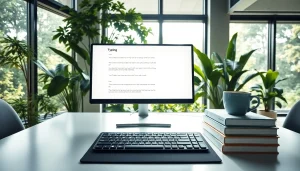 Enhance your skills at a professional typing center workstation with modern design and productivity tools.