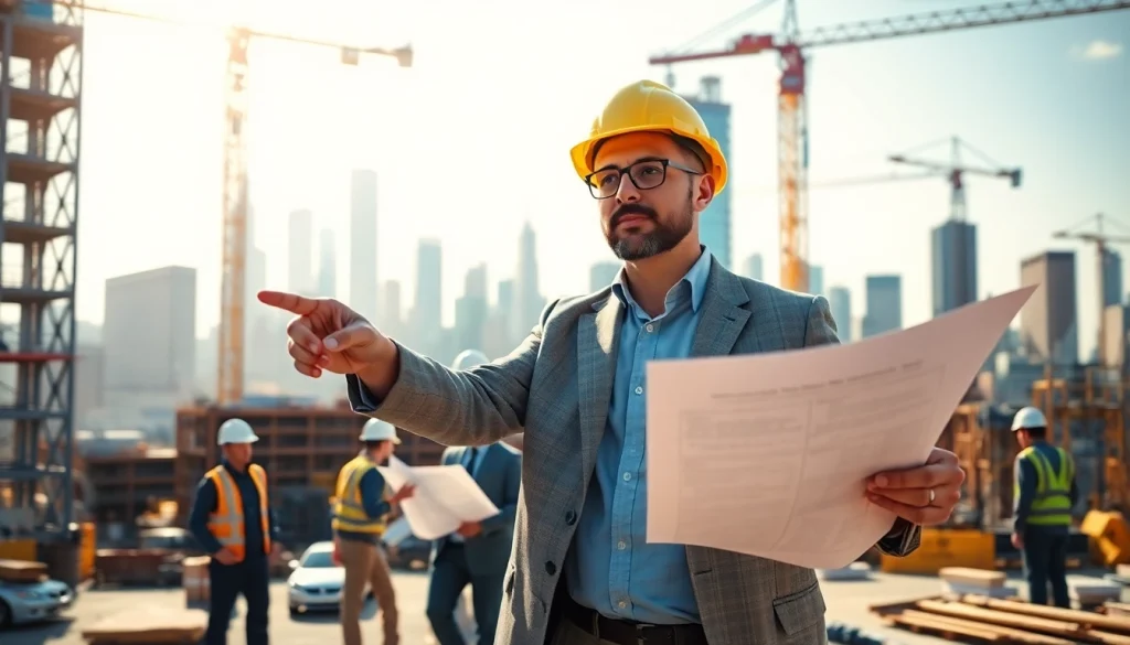 New York Construction Manager directing a project at a vibrant construction site