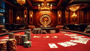 KJC-themed high-stakes poker action captivating players in a luxurious casino setting.
