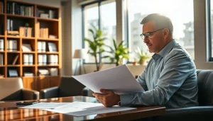 Florida Public Adjuster providing expert guidance to a client in a professional office.