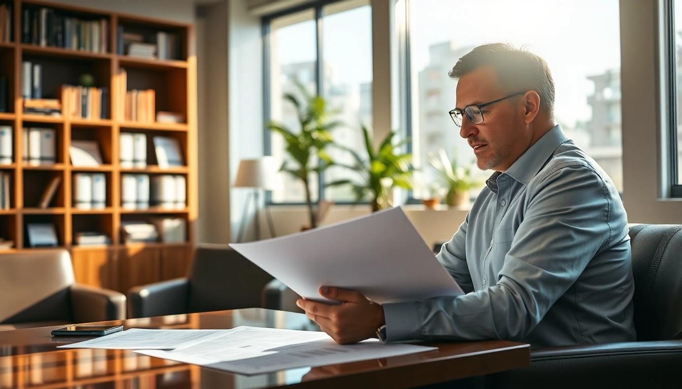 Florida Public Adjuster providing expert guidance to a client in a professional office.