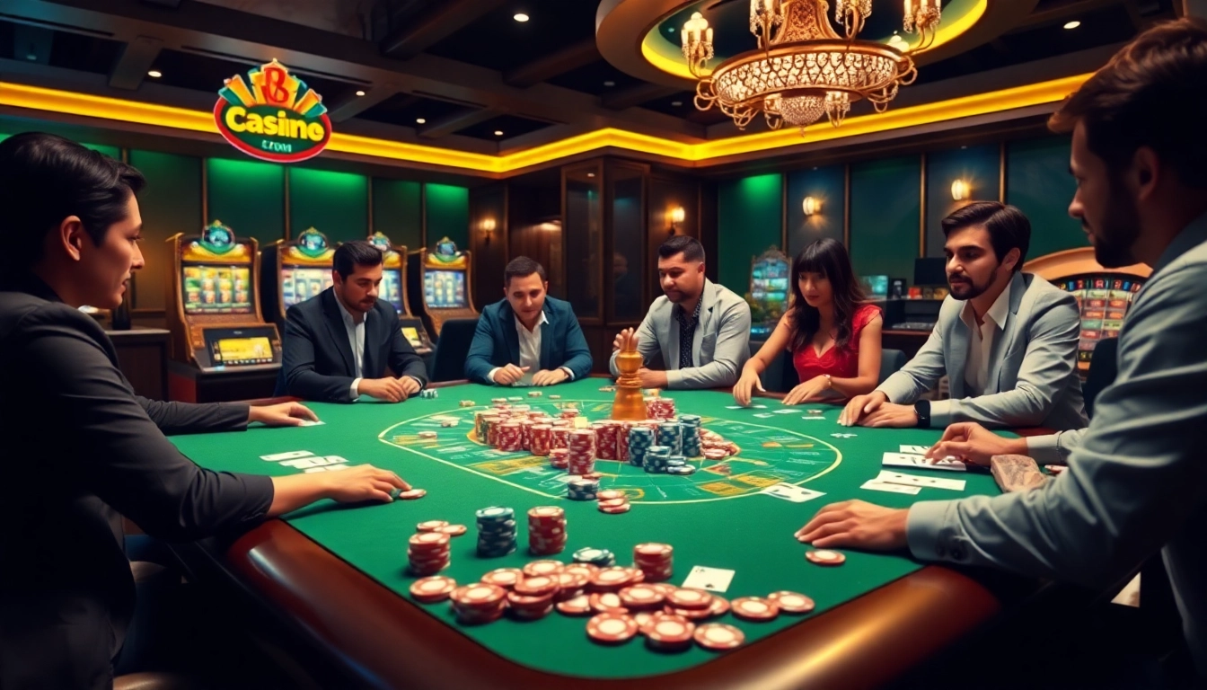 Enjoying a thrilling game at shbet com casino tables filled with poker chips and cards.