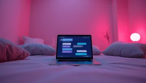 ai sexting conversation with a digital chatbot in a cozy setting