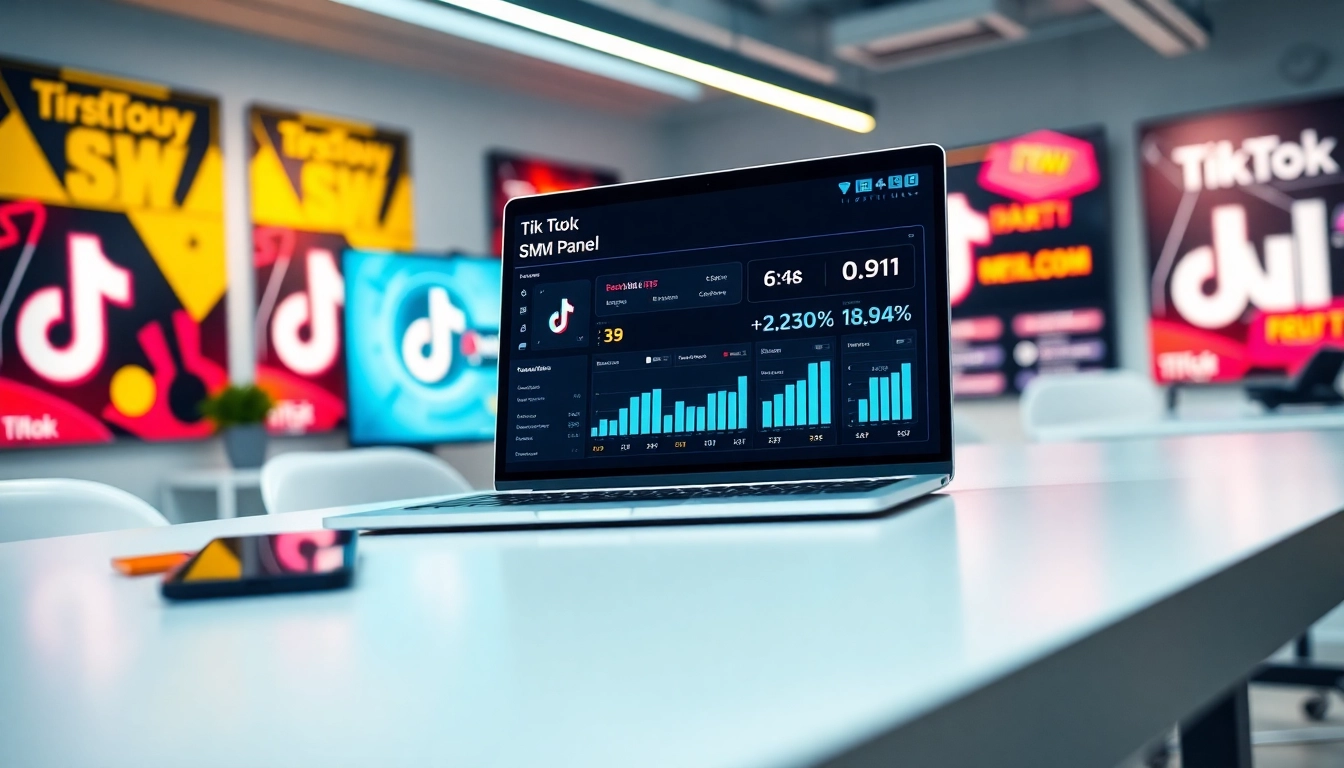 Engage with the tiktok smm panel on a modern laptop to boost social media presence.