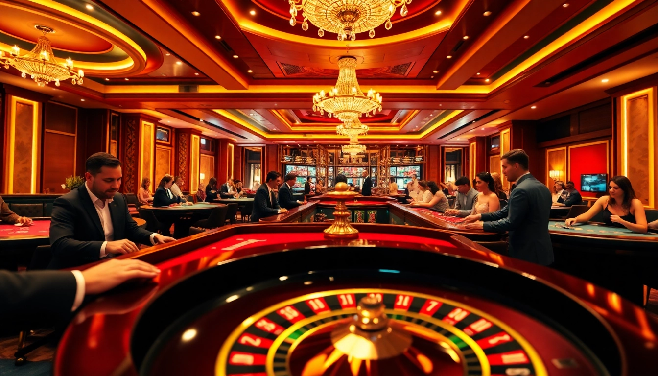 Engaging scene in a casino with players excitedly placing bets, featuring luxury as they live the moment of "Nếu như vậy bám vào đây".