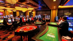 S88 VIP players engaging in an exciting casino experience with roulette and slot machines.