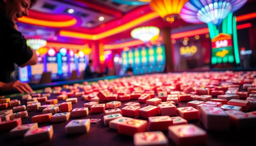 Menikmati permainan slot mahjong dengan simbol yang berwarna-warni dan suasana mendebarkan.