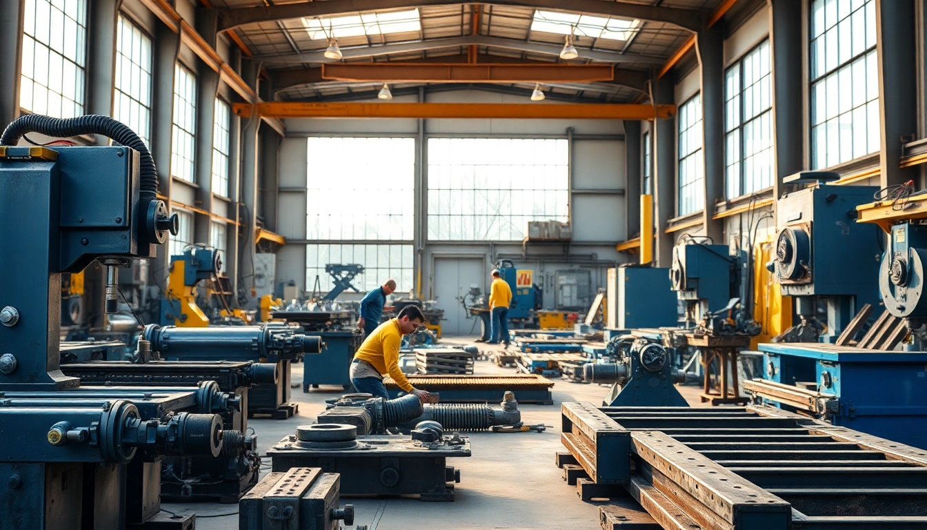 Showcasing custom steel fabrication with skilled artisans engaged in detailed craftsmanship.