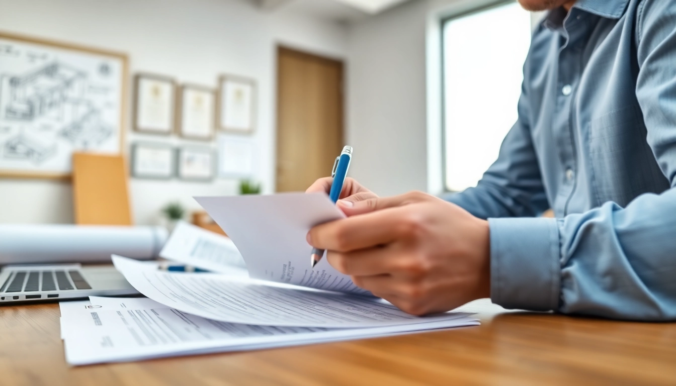 DAS 140 form review in a professional office setting by a concerned contractor.