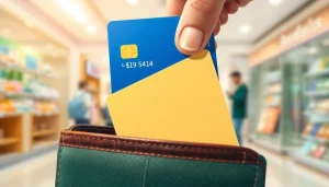 카드깡을 상징하는 신용카드와 지갑의 일러스트 이미지