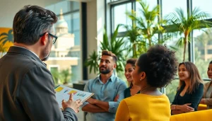 Empowering business coach los Angeles inspiring entrepreneurs in a vibrant setting.