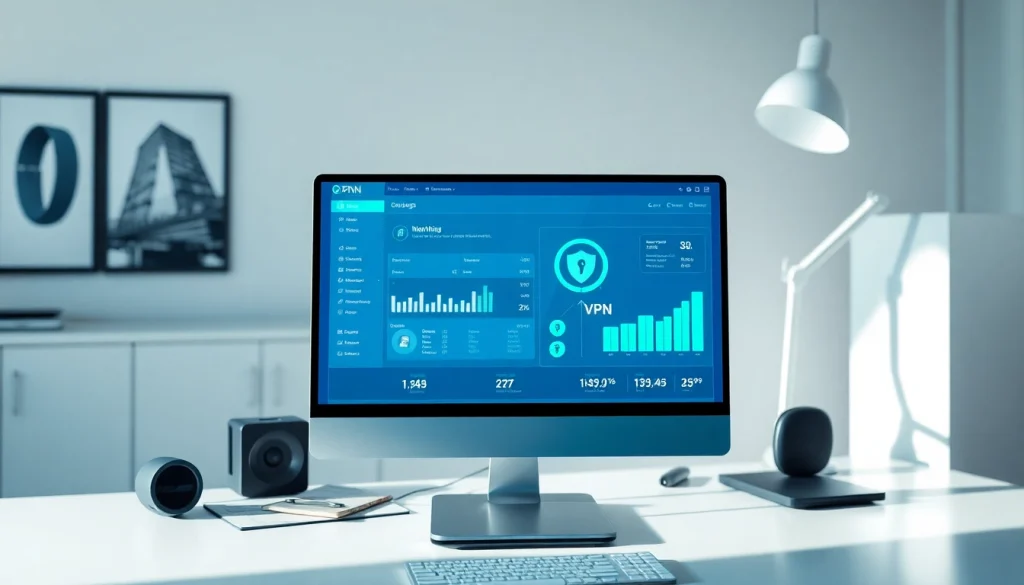 Secure and fast access to the internet with vpn service on a computer screen.
