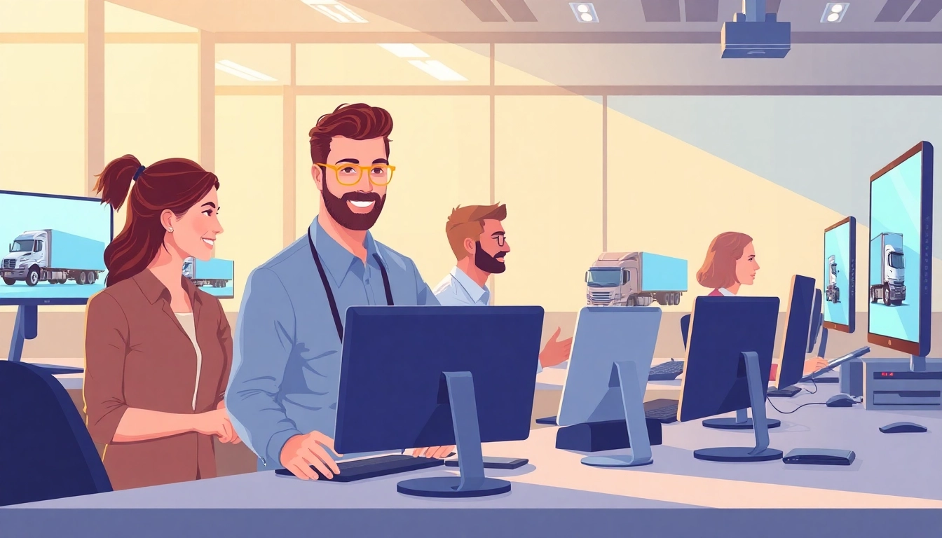 Trucking Dispatch Company showcasing expert team coordinating logistics for efficient deliveries.