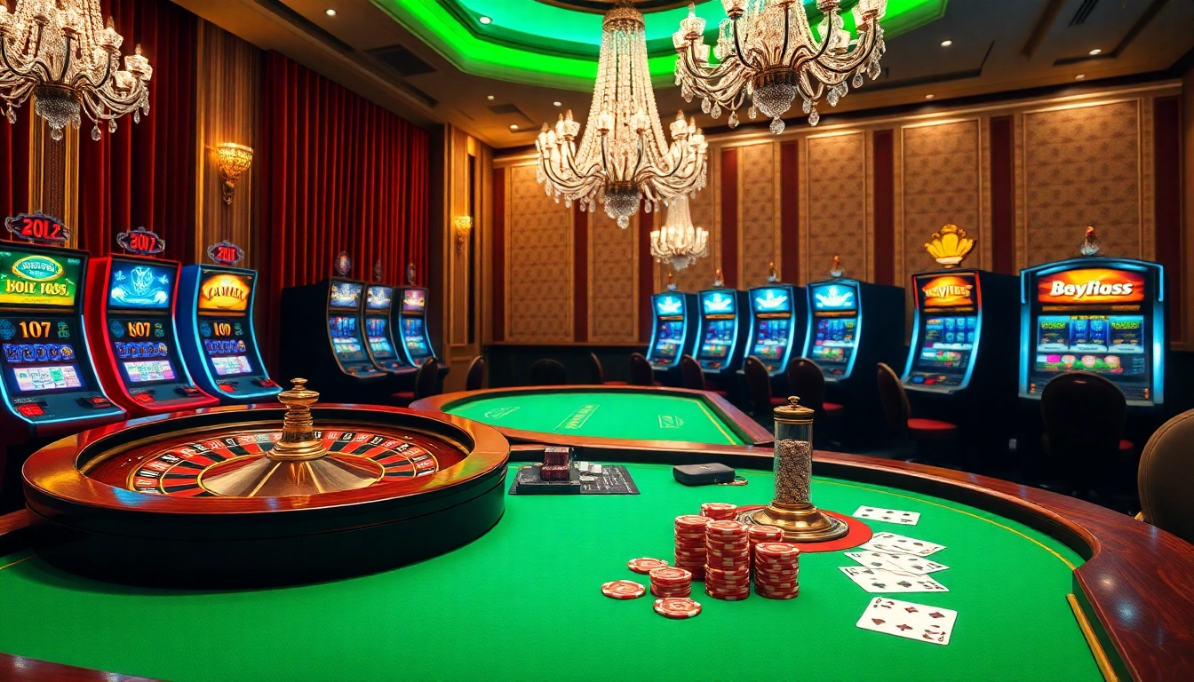 A thrilling casino scene with vibrant poker chips and elegant tables, showcasing excitement for s8.com gamblers.