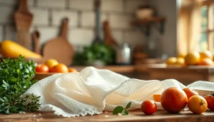 Kaasdoek gebruikt voor het zeven van vloeistoffen en het maken van kaas in een rustieke keuken.