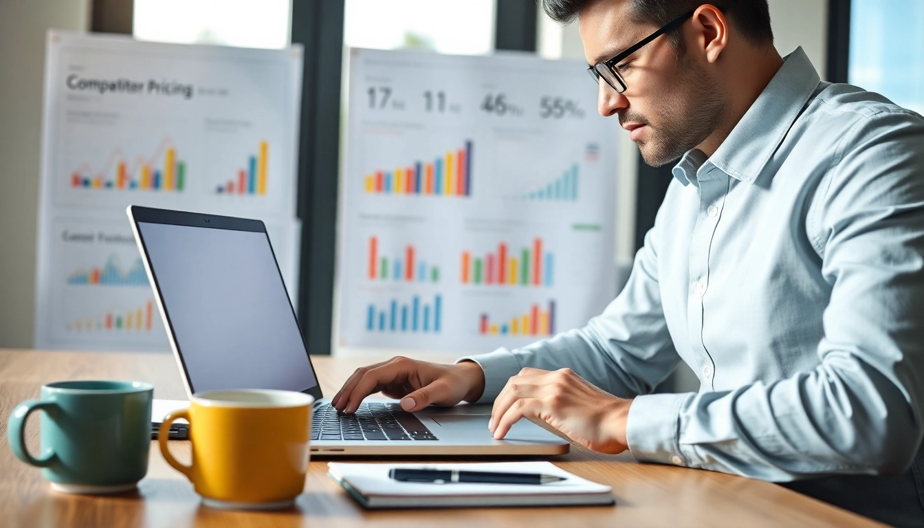 Find competitor pricing through a focused analyst reviewing detailed graphs and charts.