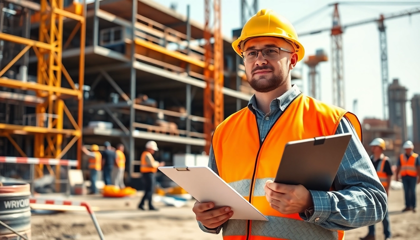 New Jersey Construction Manager supervising a busy site with clear focus and direction.