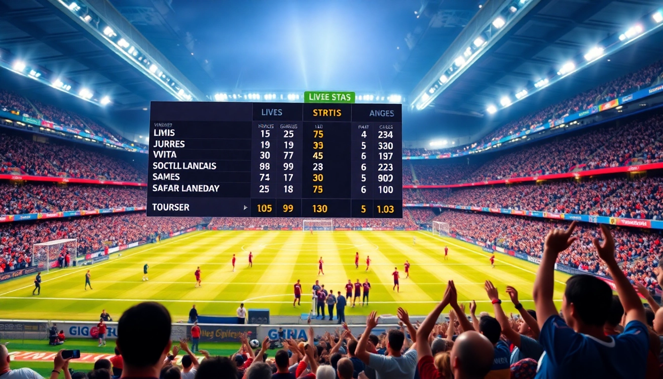 แสดงผลคะแนน thscore ในการแข่งขันฟุตบอลที่มีบรรยากาศของสนามในไทย