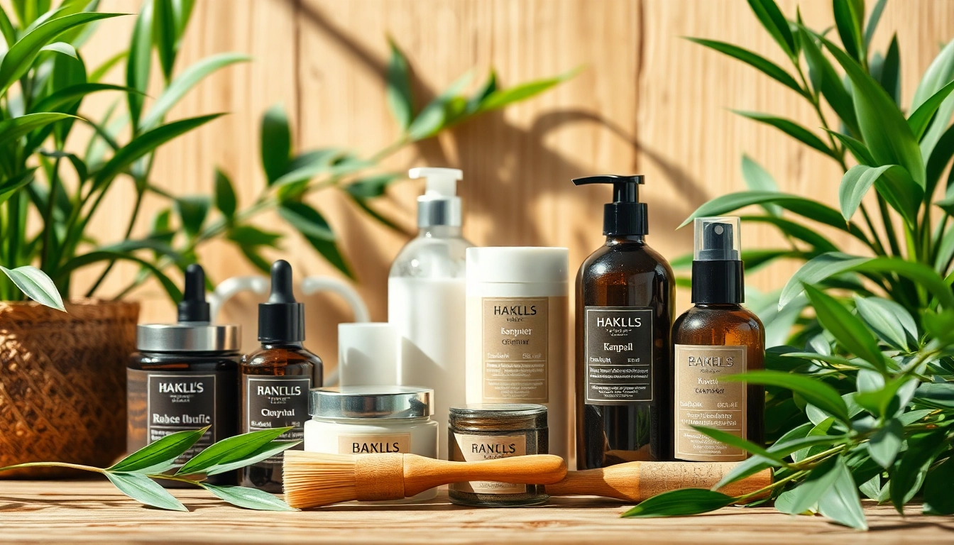 Kurk natūralios kosmetikos grožį, pabrėžtą žaliais augalais ir mediniais akcentais.