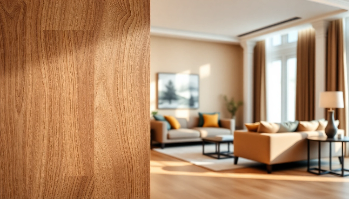 Highlighting the veneer hub with a stunning wood veneer wall in a cozy interior, showcasing elegant textures.