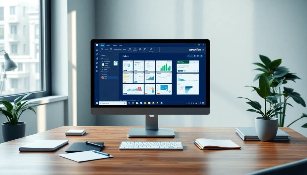 现代办公桌上展示的 WPS Office 软件，提升生产力与创新。