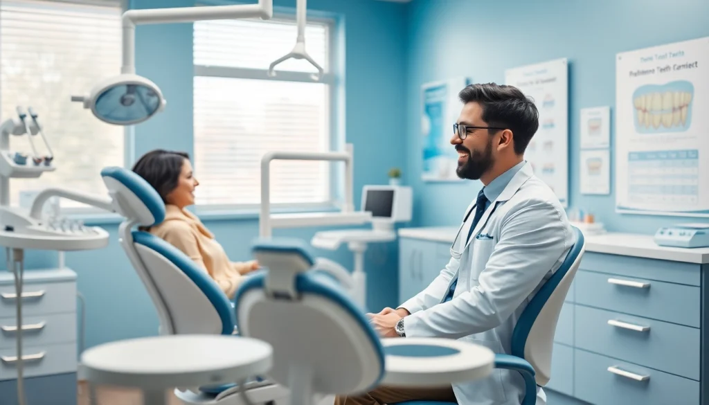 Oh my teeth 口コミ interactive consultation with a dentist showcasing a modern dental office setting.