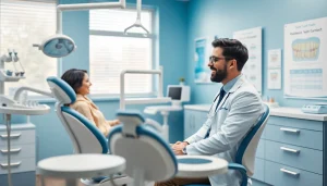 Oh my teeth 口コミ interactive consultation with a dentist showcasing a modern dental office setting.