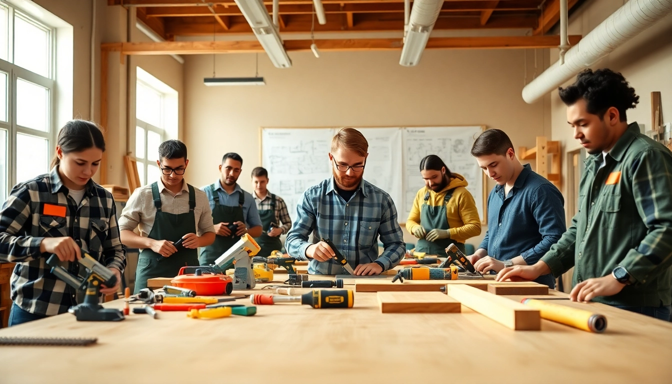 Students at construction trade schools in texas actively learning in a vibrant classroom environment.